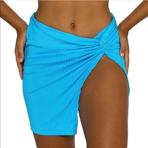 NWT FAE House SPLIT SKIRT QUENCH RIB size small blue swimsuit bikini cov…